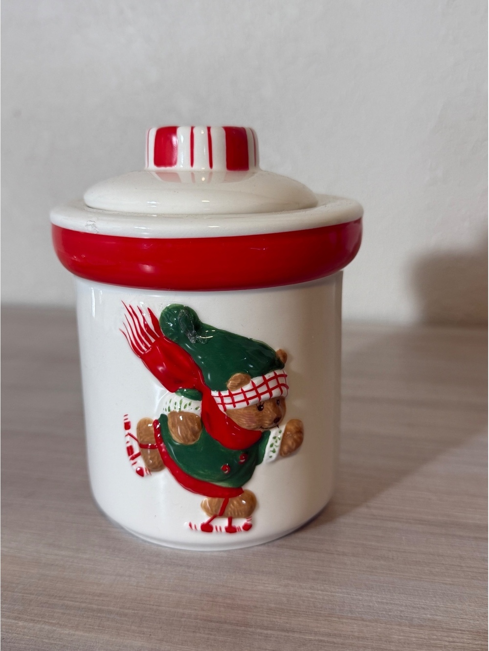 Ceramic Christmas Bear Cookie Jar Candle with Lid